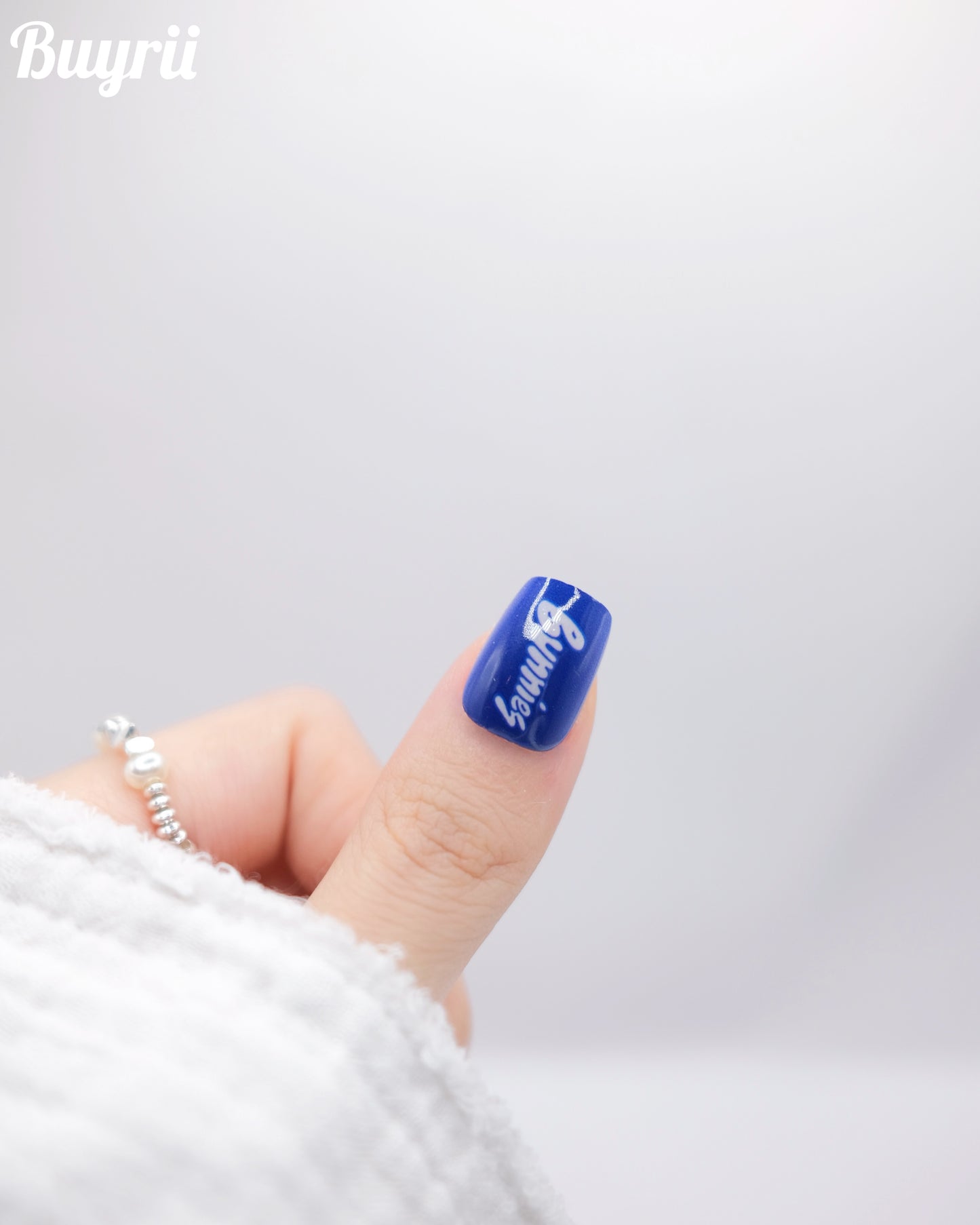 Short Coffin Blue New Jeans K-POP Press On Nails
