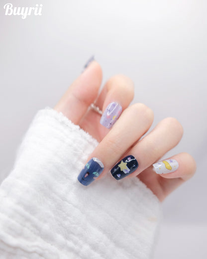 Short Coffin Colorful Cute Cartoon Press On Nails