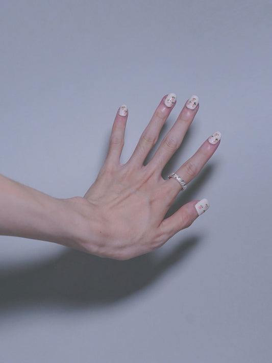 Short Rounded White & Rose Press On Nails