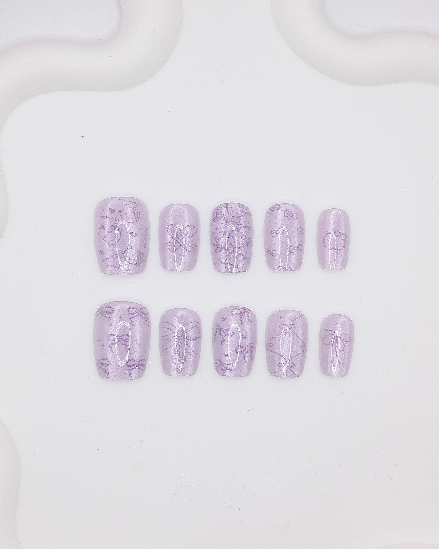 Short Coffin Purple Hello Kitty Press On Nails