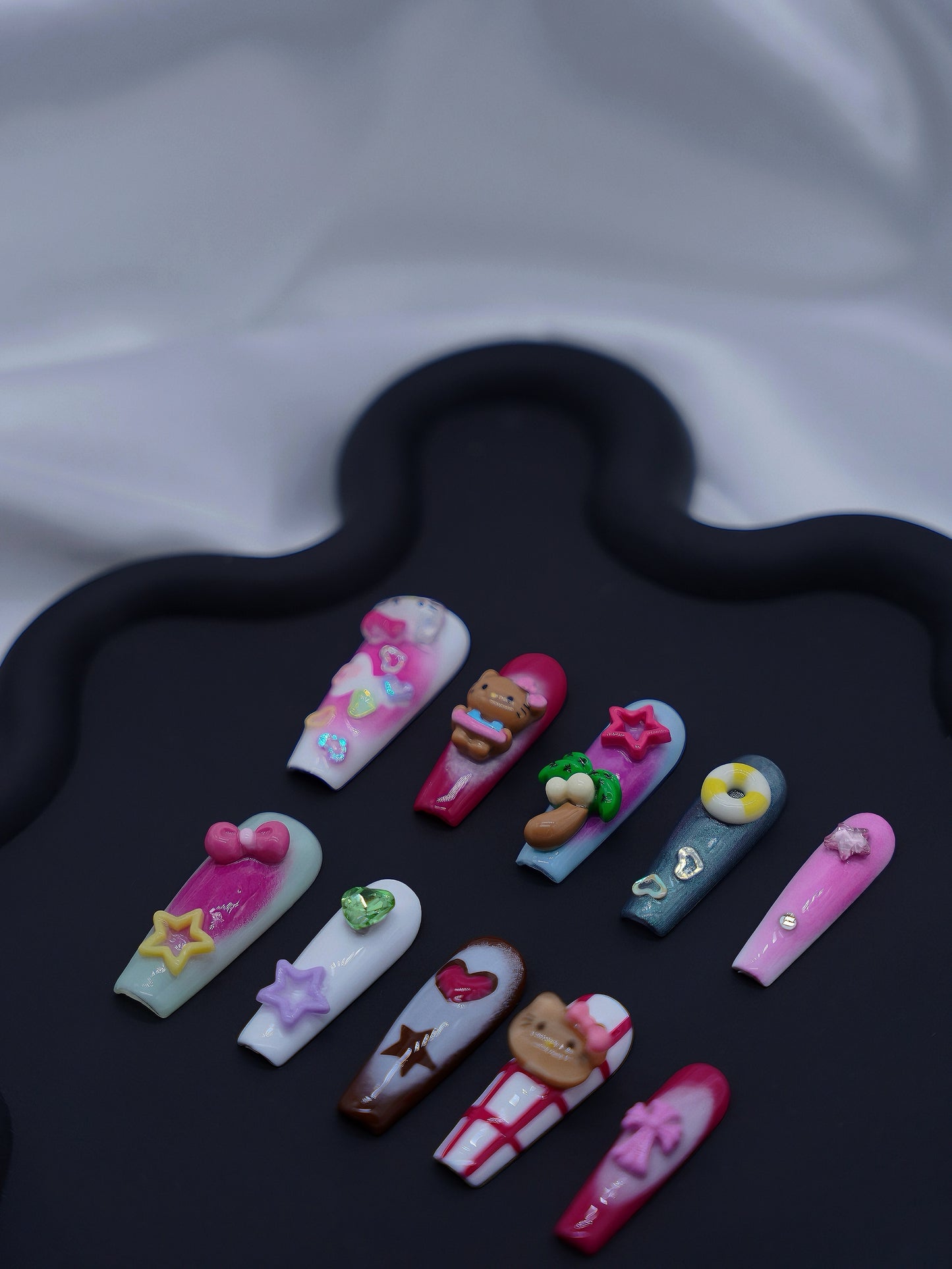 Extra Long Coffin Colorful Hello Kitty On The Beach Press On Nails