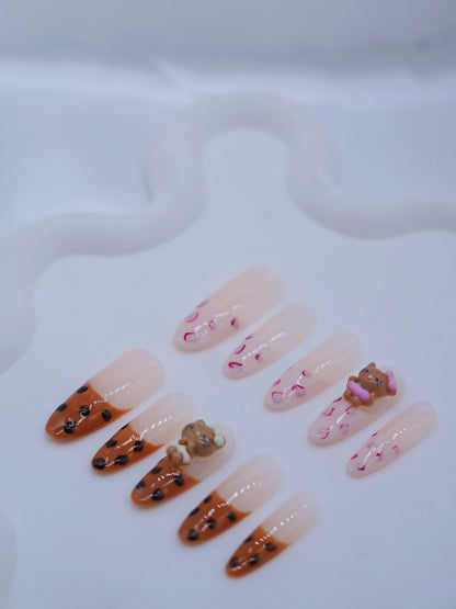 Extra Long Oval 3D Hello Kitty Accessories Press On Nails