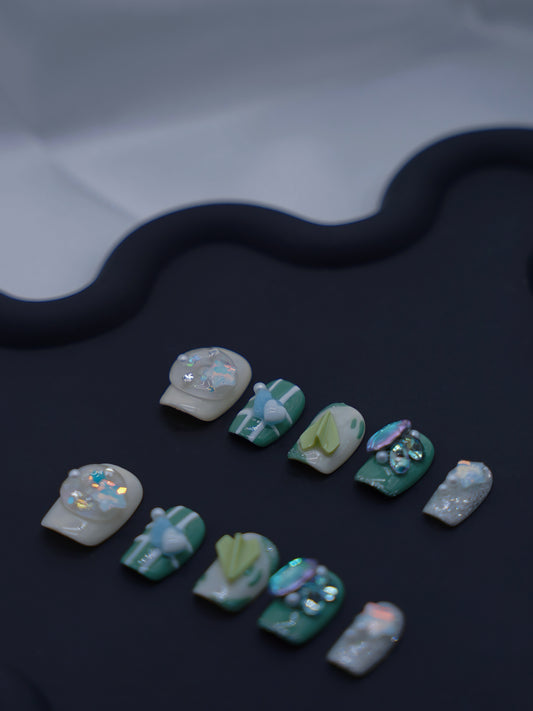 Short Coffin 3D Cute Accessories & Summer Time Press On Nails