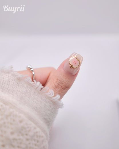 Short Coffin Gold Apple Night Press On Nails