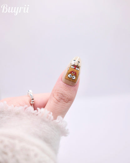 Long Almond Colorful Spongebob Press On Nails