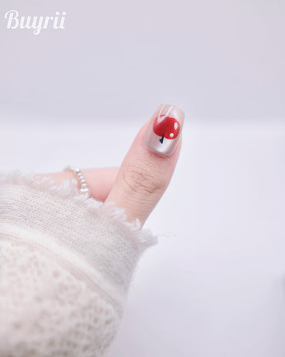 Short Coffin Red Apple On Christmas Eve Press On Nails