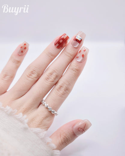 Short Coffin Pink Bowtie Hello Kitty Press On Nails