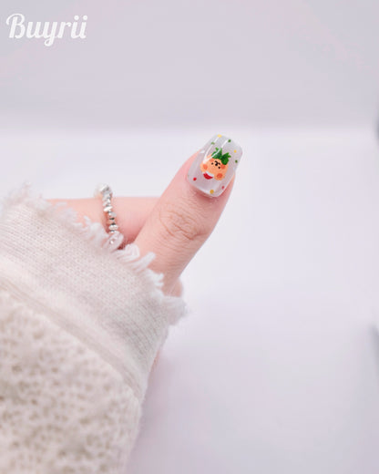 Short Coffin "Merry Christmas" Press On Nails