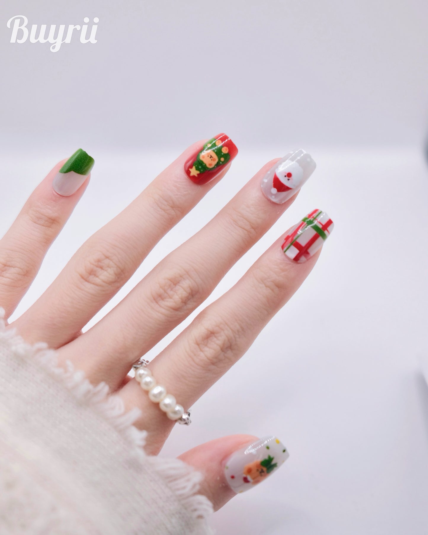Short Coffin "Merry Christmas" Press On Nails