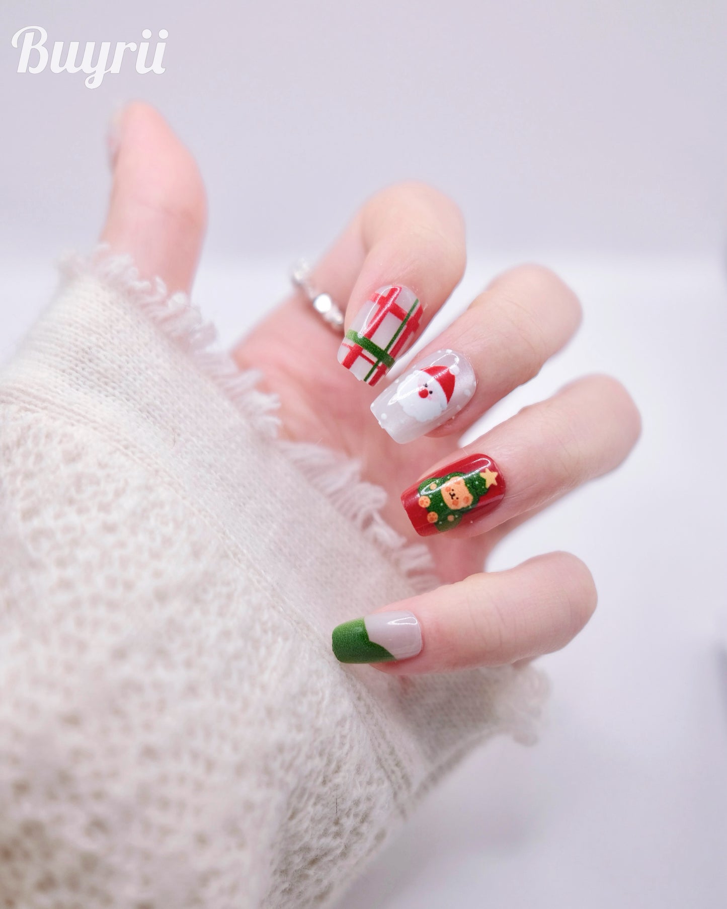 Short Coffin "Merry Christmas" Press On Nails