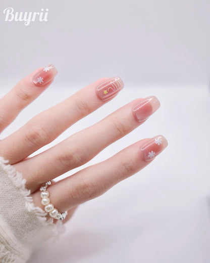 Short Coffin Pink Cateye Cute Elk Press On Nails