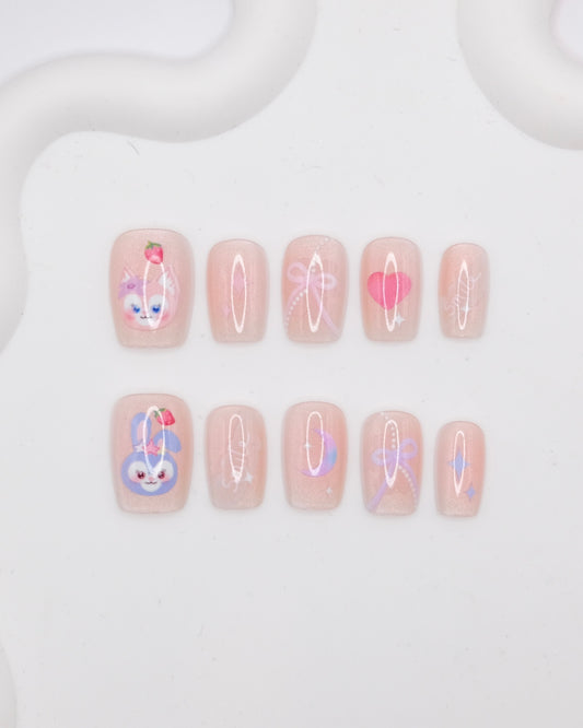 Short Coffin Pink Stella Lou Press In Nails