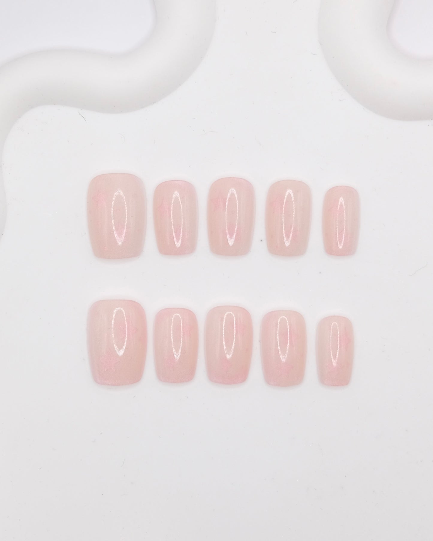 Short Coffin Pink Star Press On Nails