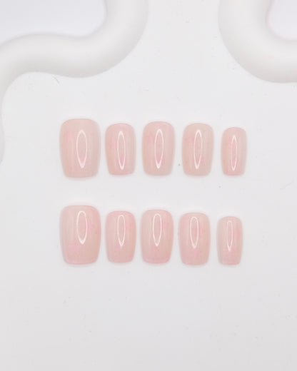 Short Coffin Pink Star Press On Nails