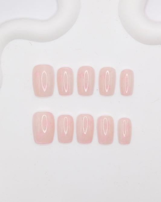 Short Coffin Pink Star Press On Nails