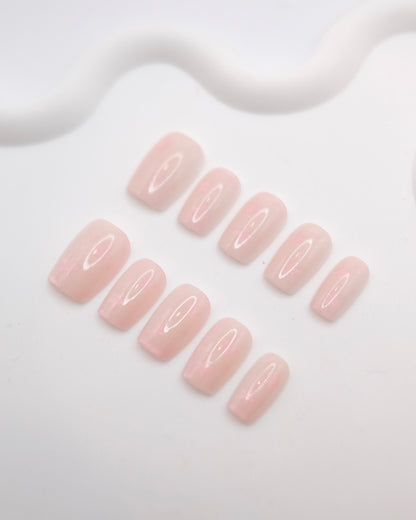 Short Coffin Pink Star Press On Nails