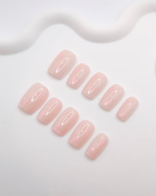 Short Coffin Pink Star Press On Nails