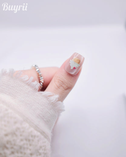 Short Coffin Nude Color Cupcakes & Cute Bear Press On Nails