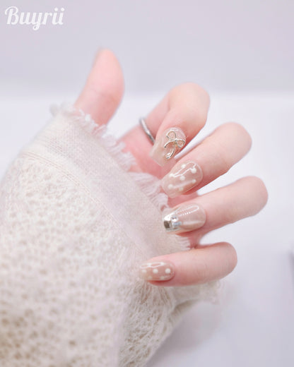 Short Coffin Christmas Bowtie Press On Nails