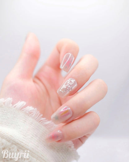Short Coffin Colorful Cateye Dreamy Love Press On Nails